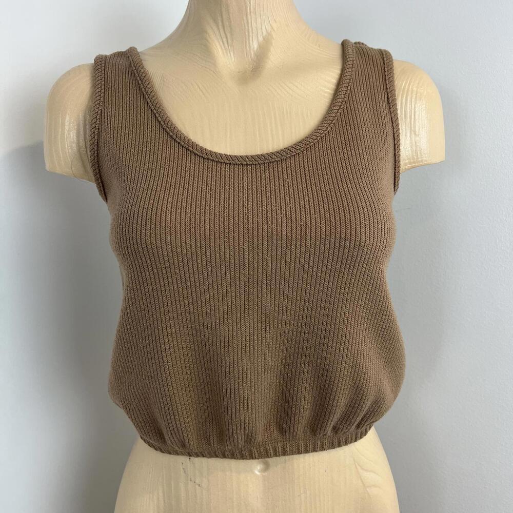 Olivia Rae New York Top Women Small Brown Knit Sweater Style Tank Crop Top Shirt
